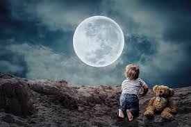 Child and moon
